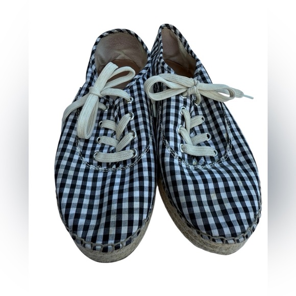 Gianni Bini Gingham black and white Espadrille Lace-Up Sneakers – Size 10M prep - Picture 1 of 10